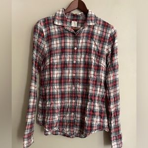 J Crew The Perfect Crinkle Shirt plaid shirt size s